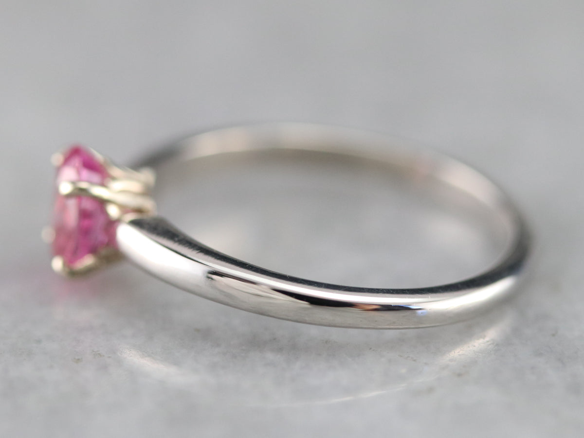 Pink Sapphire Platinum Solitaire Engagement Ring