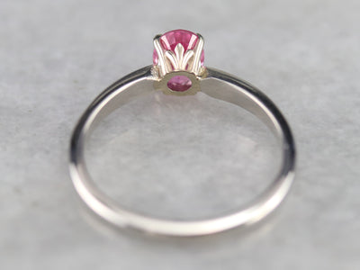 Pink Sapphire Platinum Solitaire Engagement Ring
