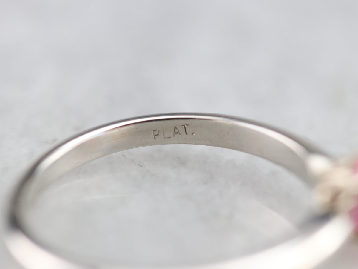 Pink Sapphire Platinum Solitaire Engagement Ring