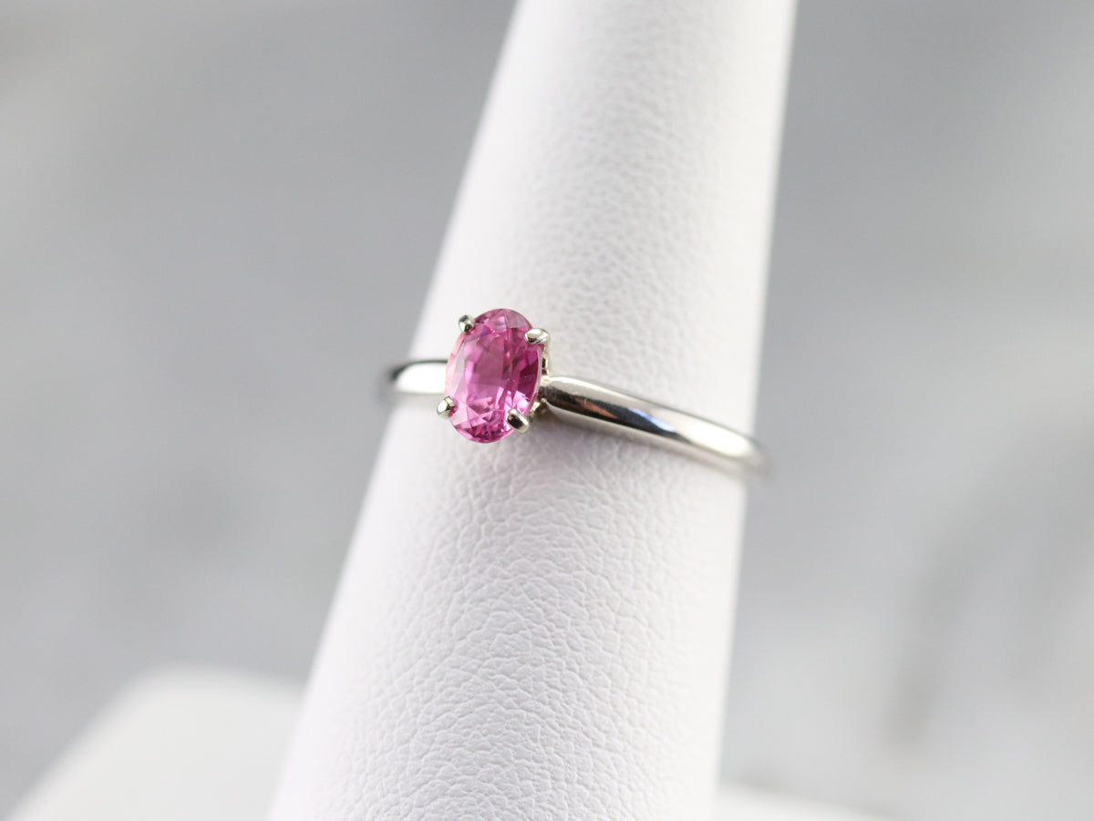 Pink Sapphire Platinum Solitaire Engagement Ring