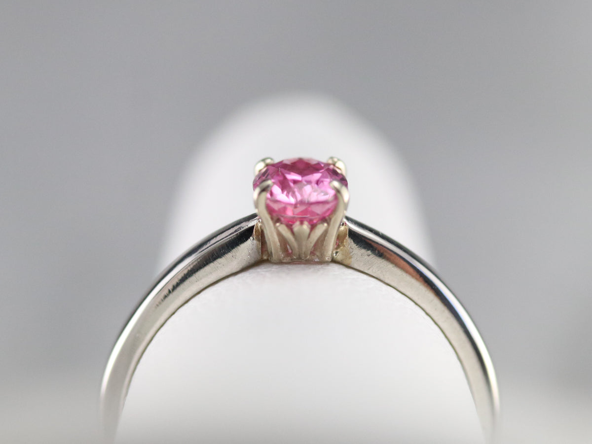Pink Sapphire Platinum Solitaire Engagement Ring