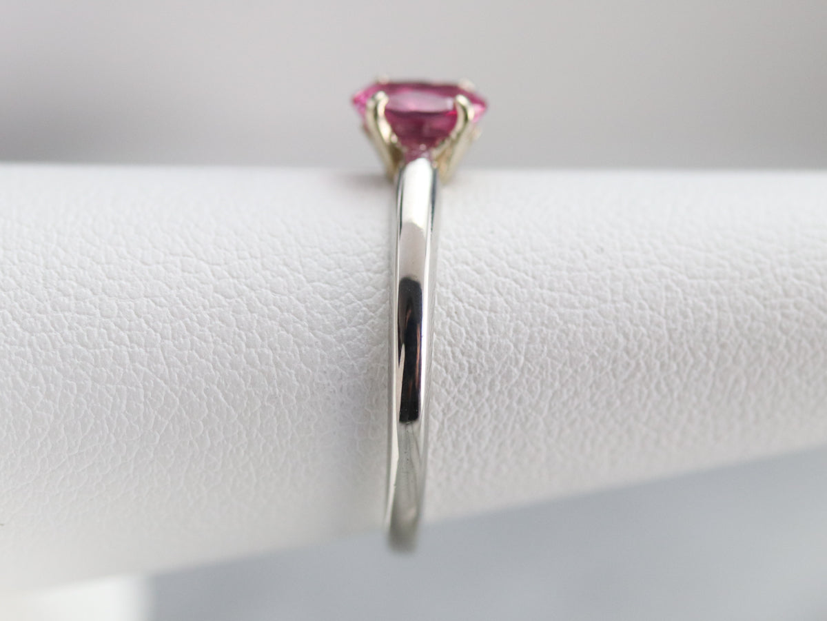 Pink Sapphire Platinum Solitaire Engagement Ring