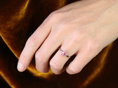 Pink Sapphire Platinum Solitaire Engagement Ring