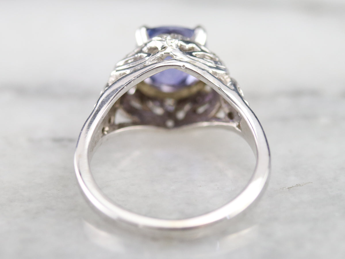 Purple Sapphire Diamond Filigree Ring