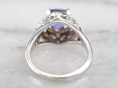 Purple Sapphire Diamond Filigree Ring