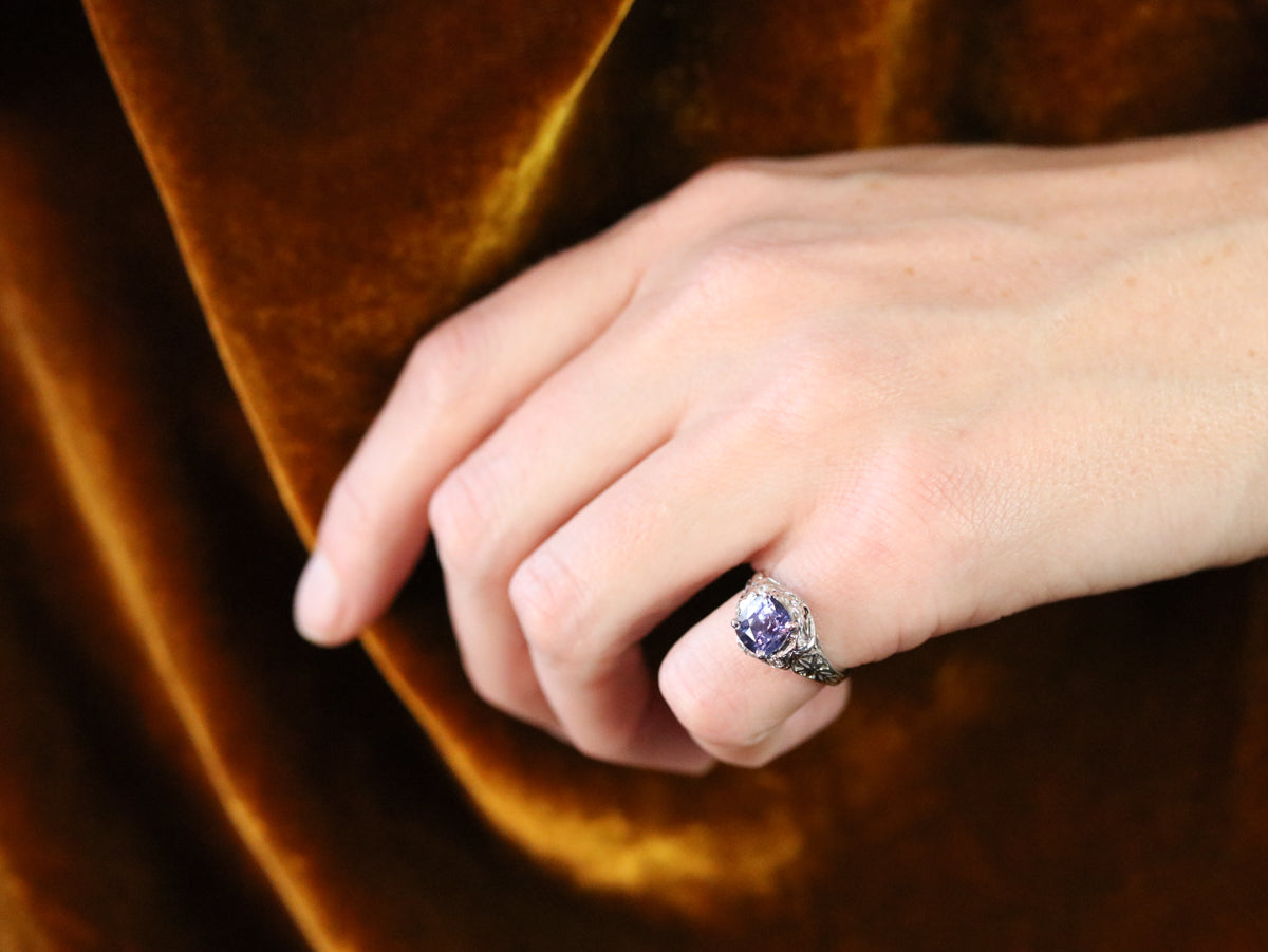 Purple Sapphire Diamond Filigree Ring
