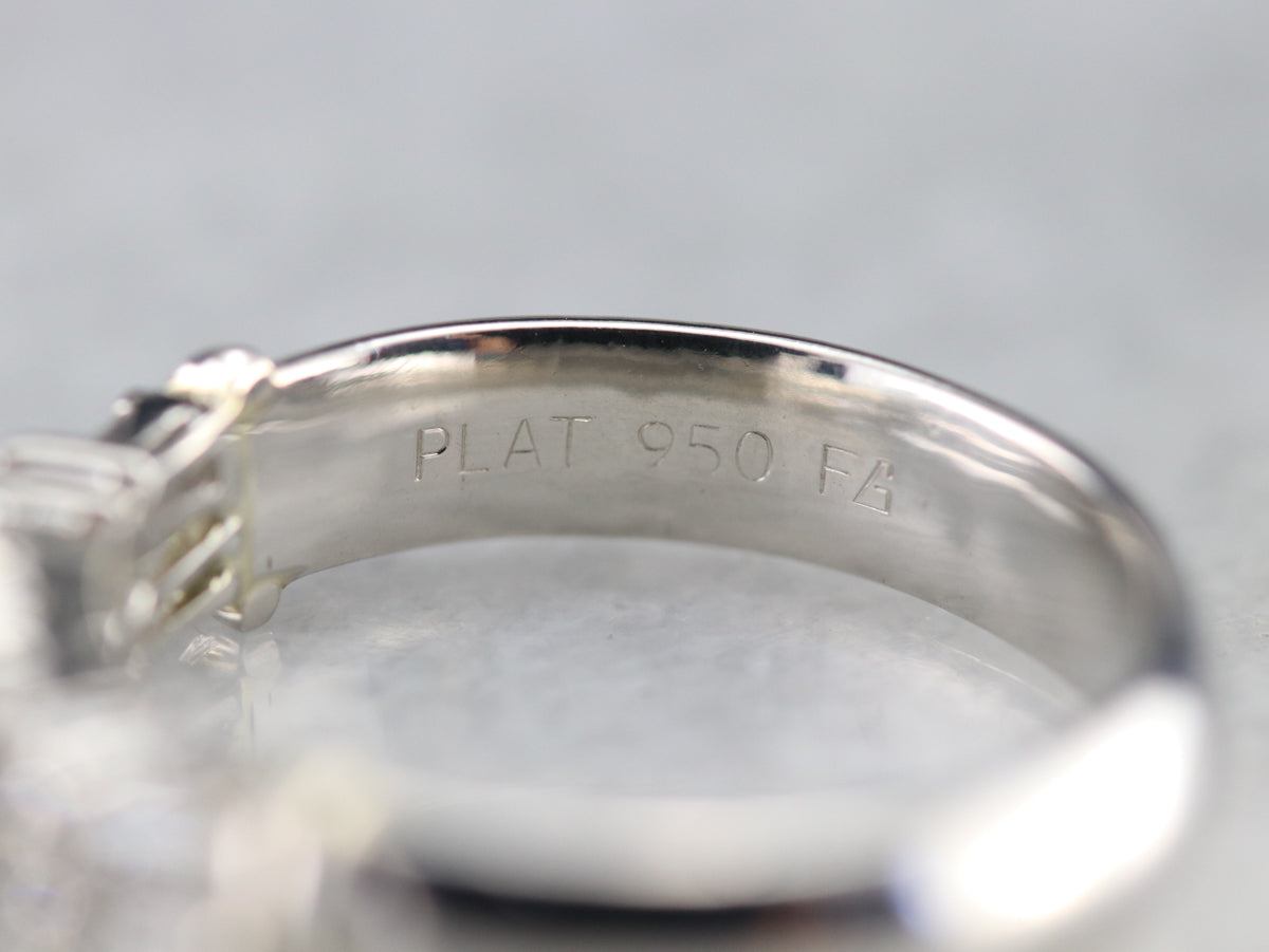 Emerald Diamond Double Band Engagement Ring