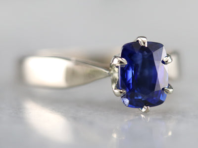 Sapphire White Gold Solitaire Engagement Ring