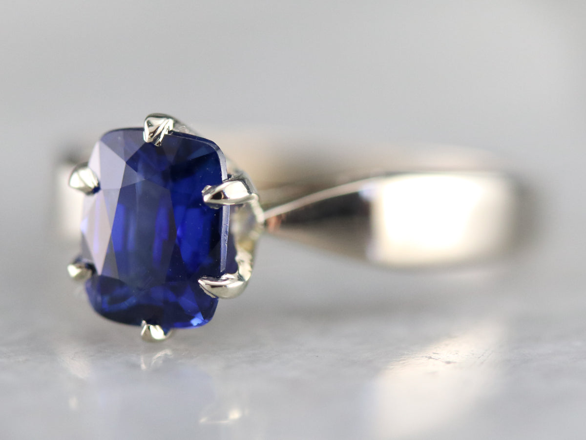 Sapphire White Gold Solitaire Engagement Ring