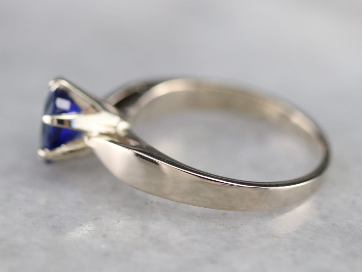 Sapphire White Gold Solitaire Engagement Ring