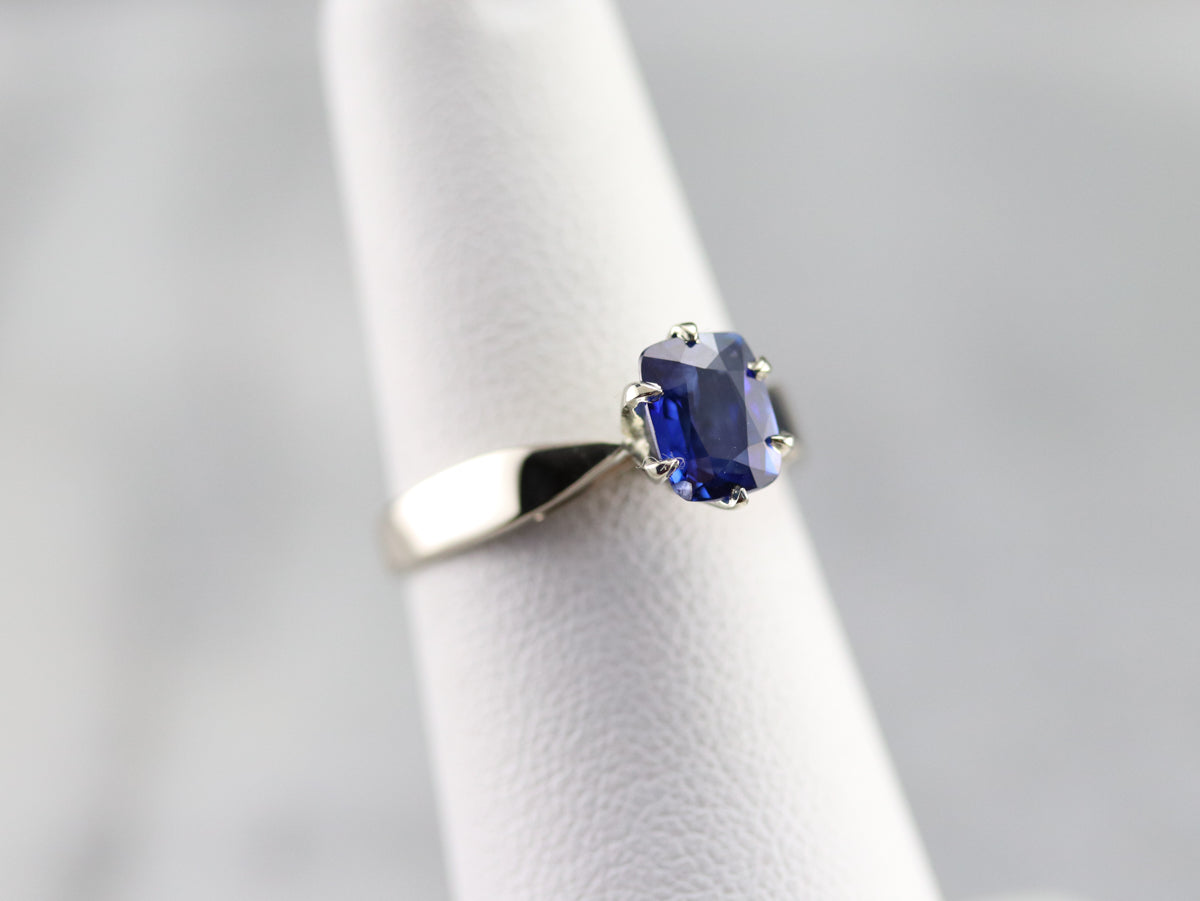 Sapphire White Gold Solitaire Engagement Ring