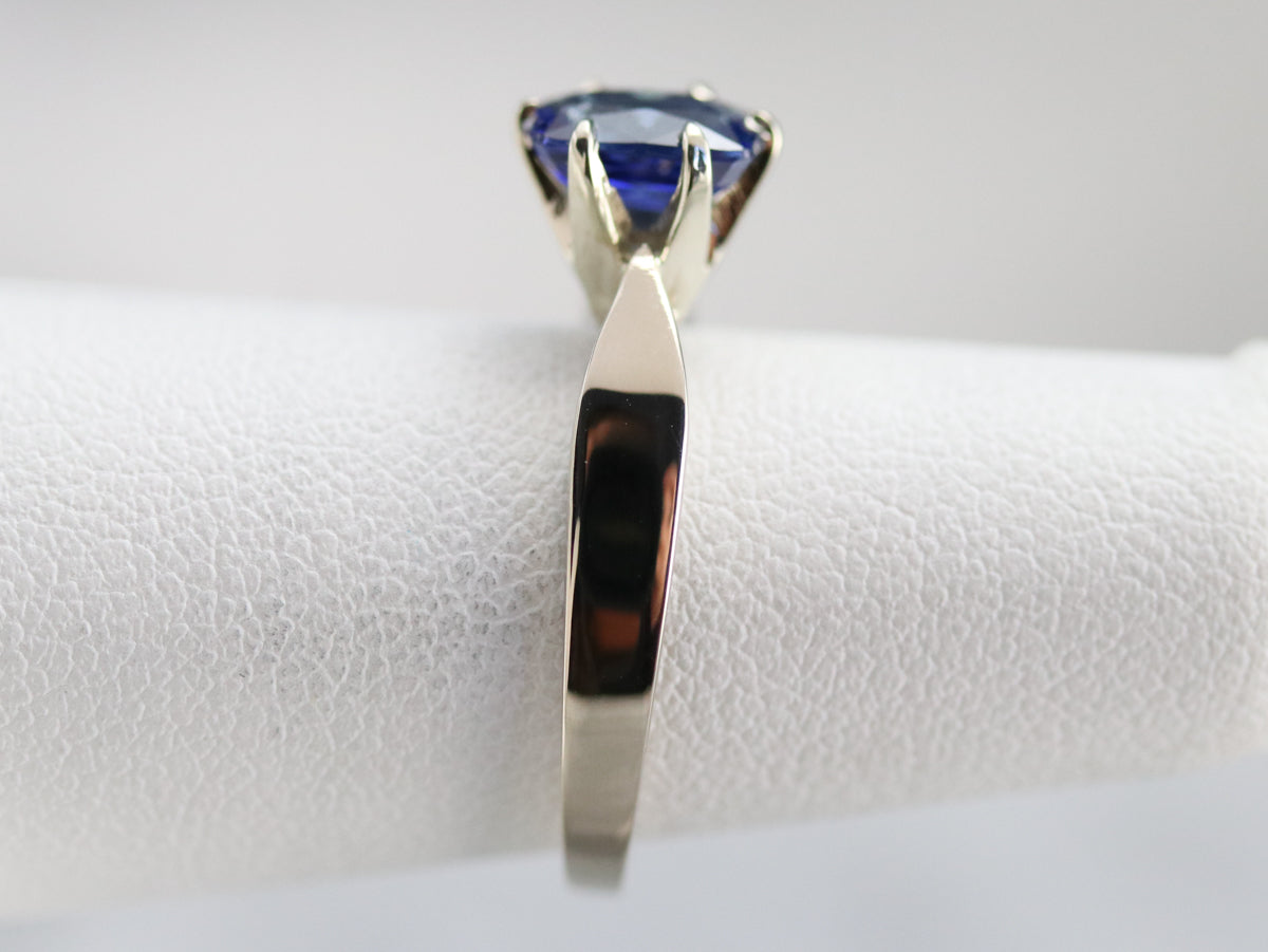 Sapphire White Gold Solitaire Engagement Ring