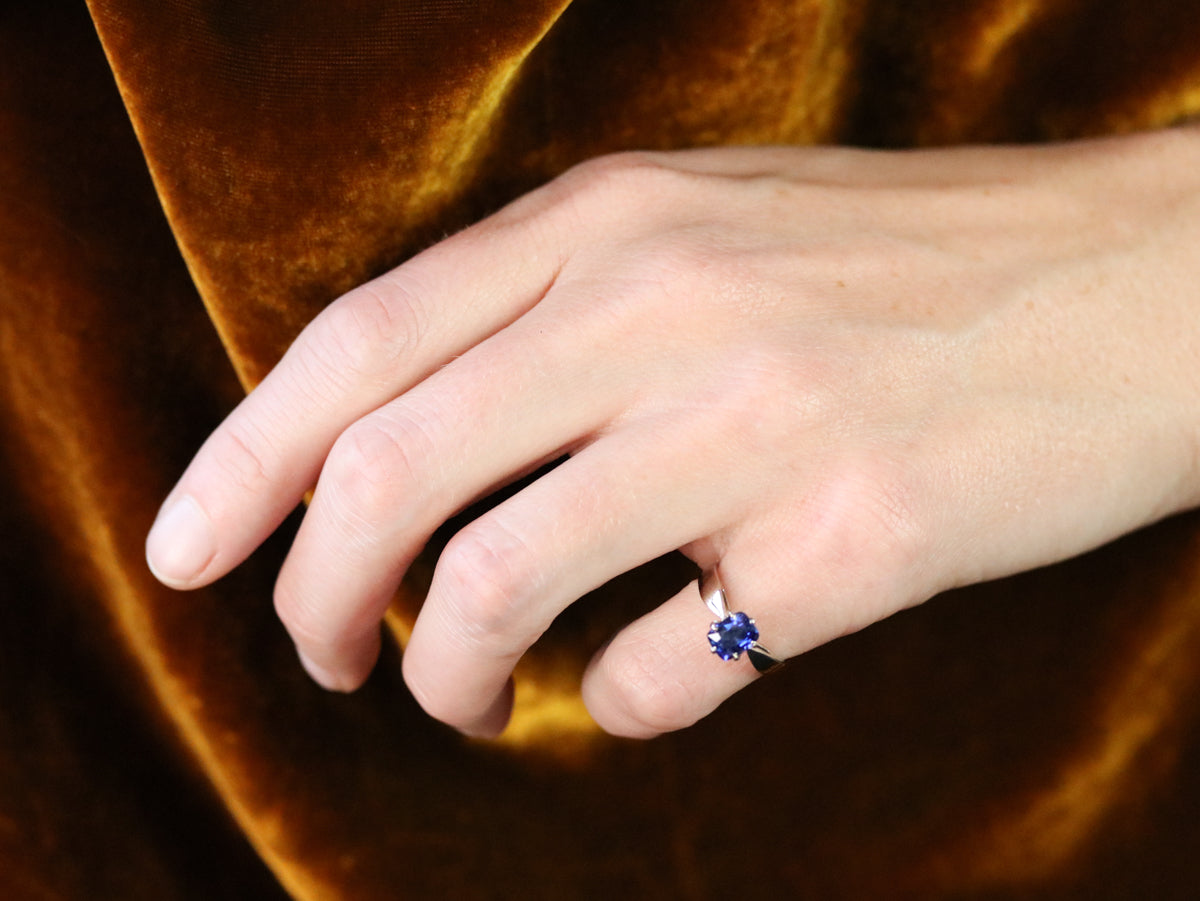 Sapphire White Gold Solitaire Engagement Ring