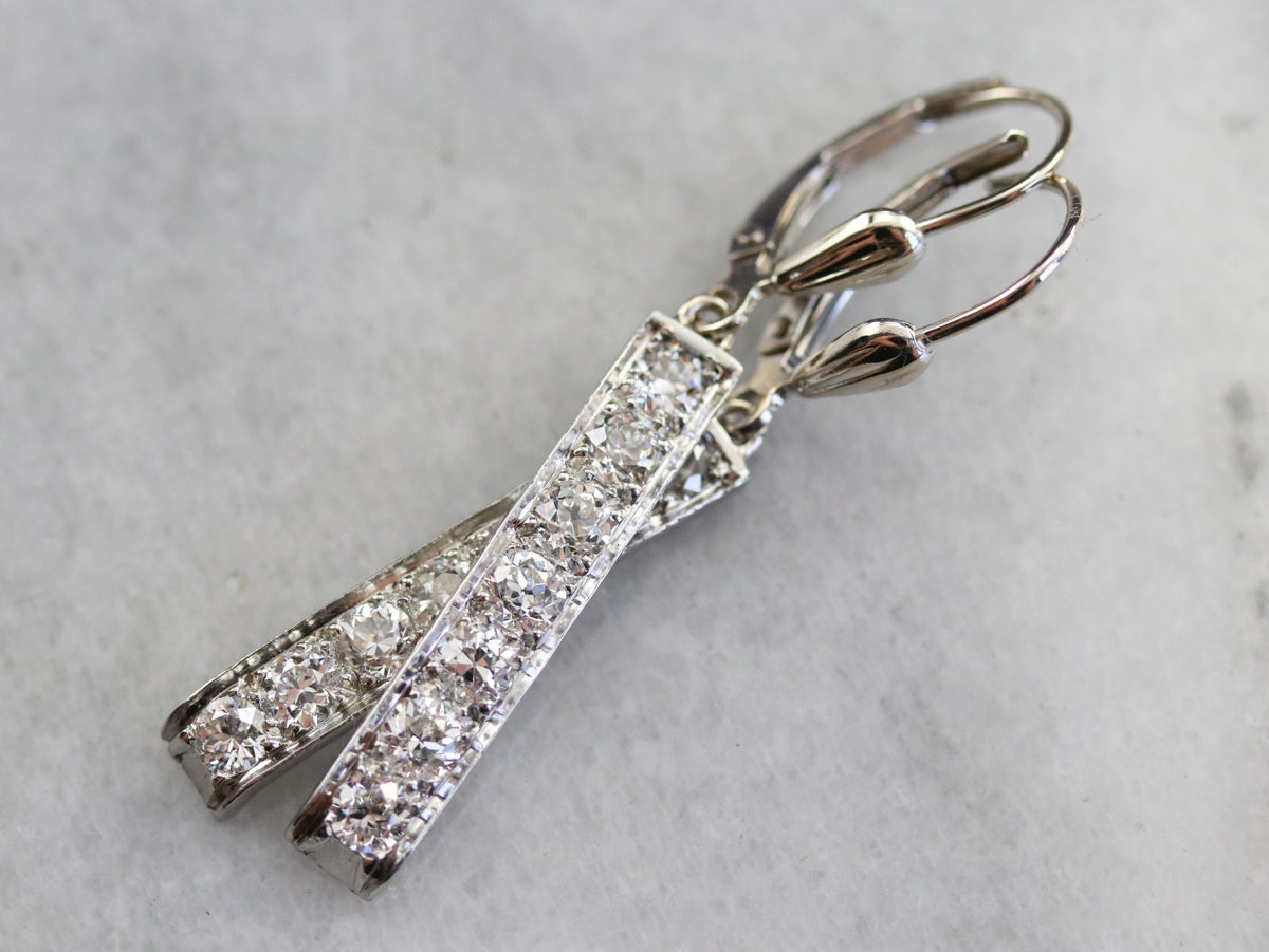 Long Diamond Drop Earrings