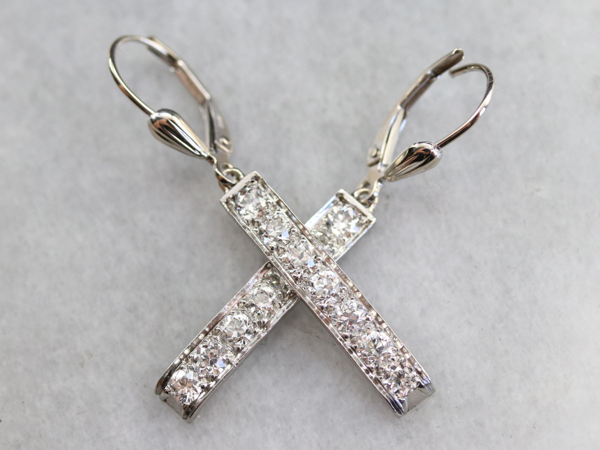 Long Diamond Drop Earrings