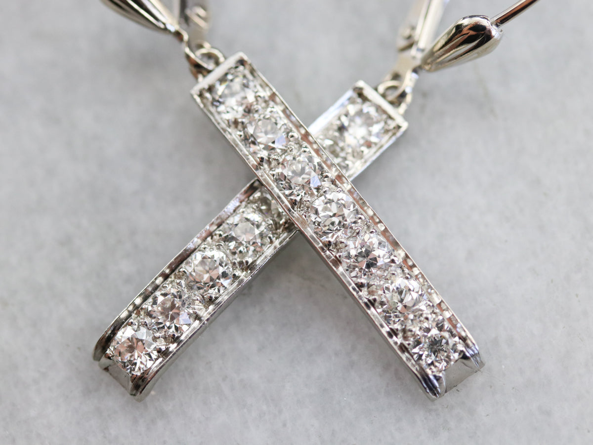 Long Diamond Drop Earrings
