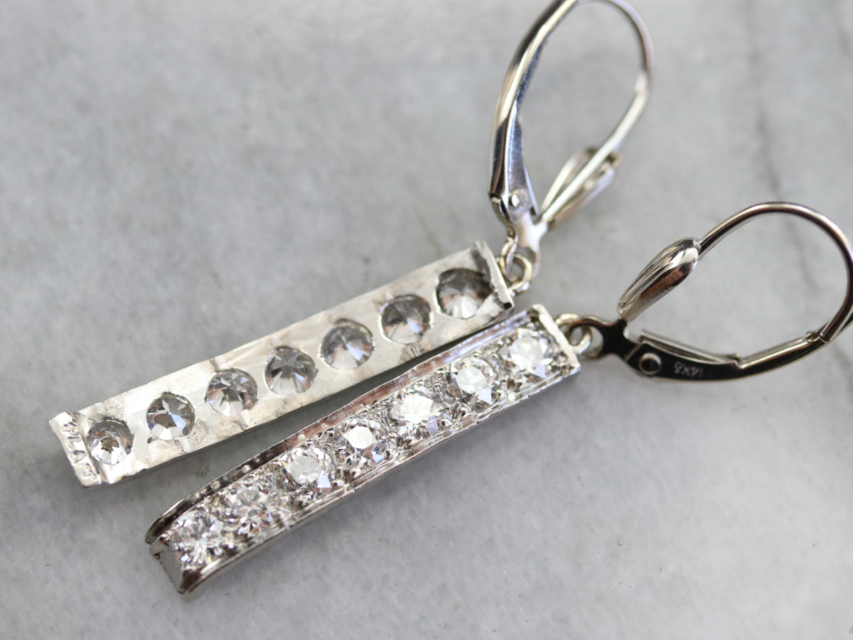 Long Diamond Drop Earrings