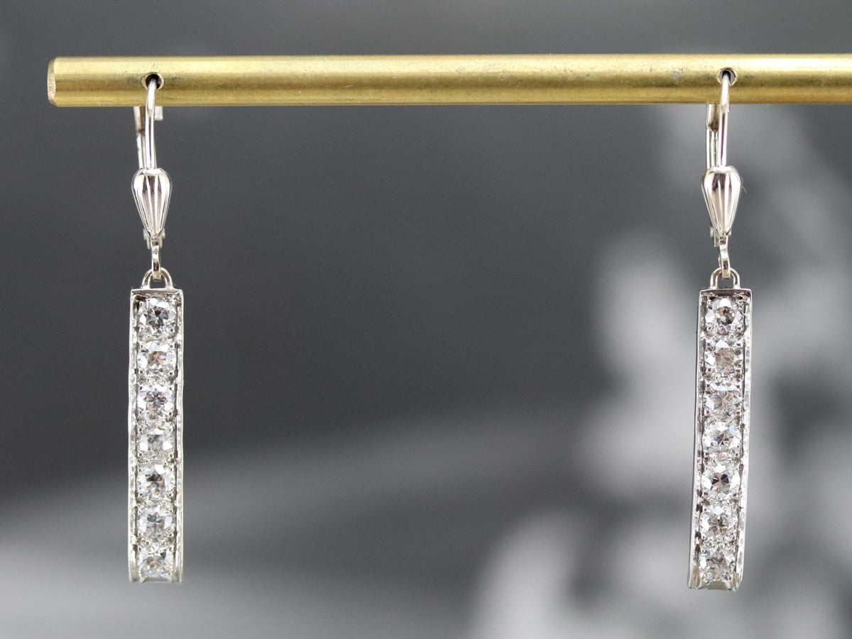 Long Diamond Drop Earrings