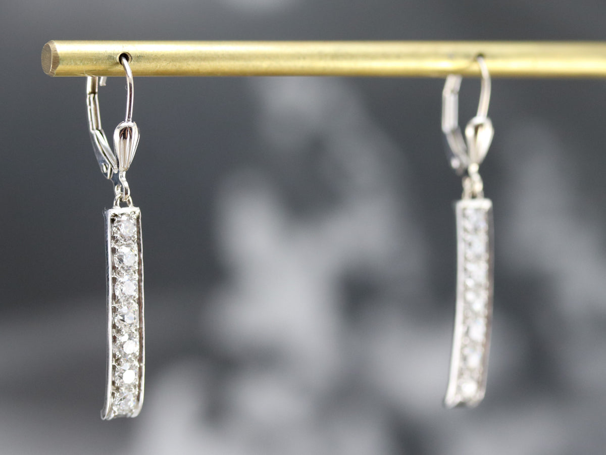 Long Diamond Drop Earrings