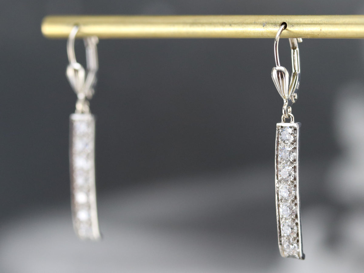 Long Diamond Drop Earrings