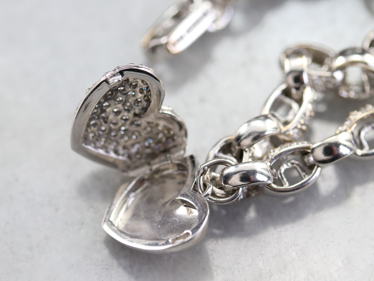 Designer Kronen Diamond Locket Charm Bracelet