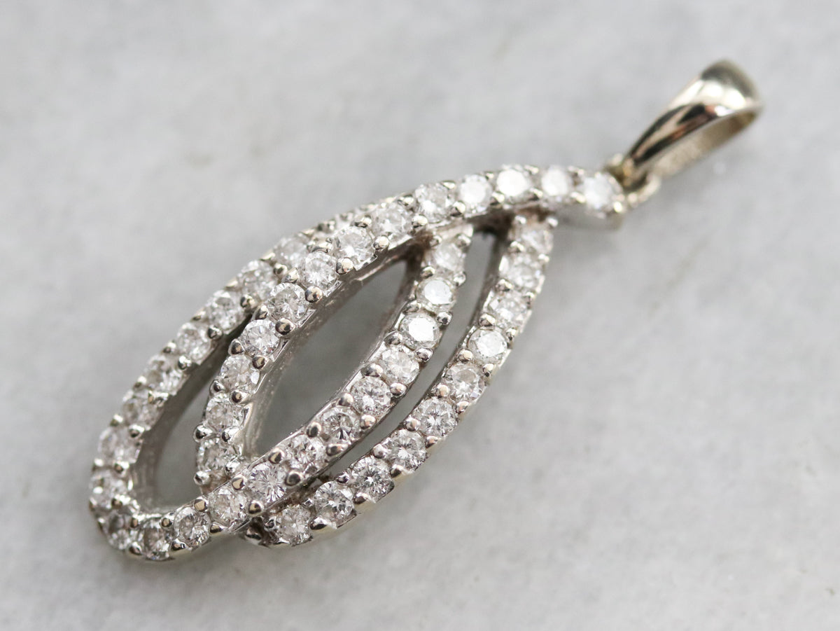 White Gold and Diamond Ribbon Pendant