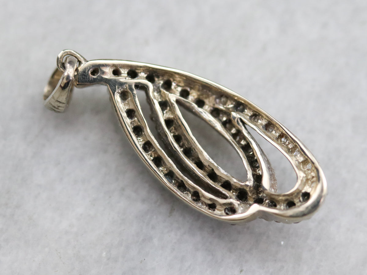 White Gold and Diamond Ribbon Pendant