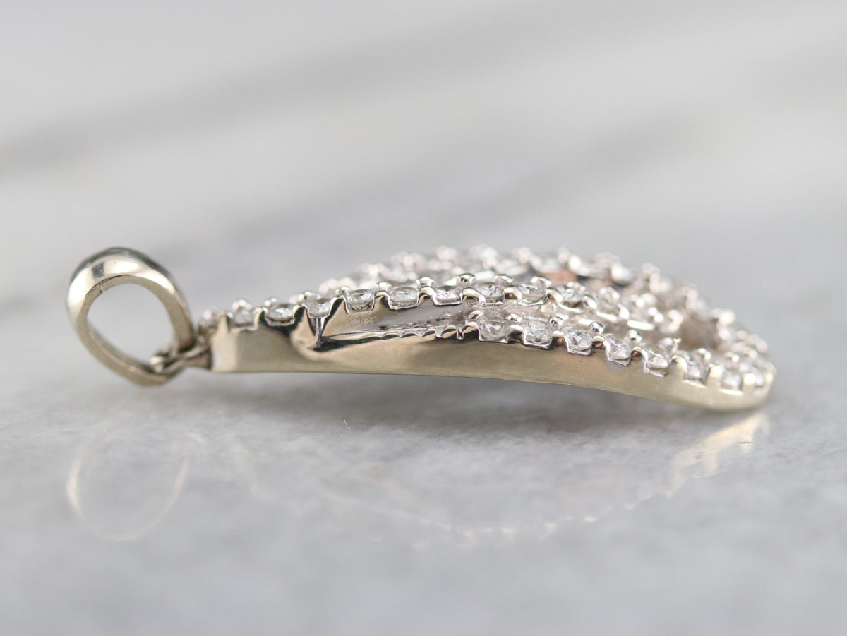 White Gold and Diamond Ribbon Pendant