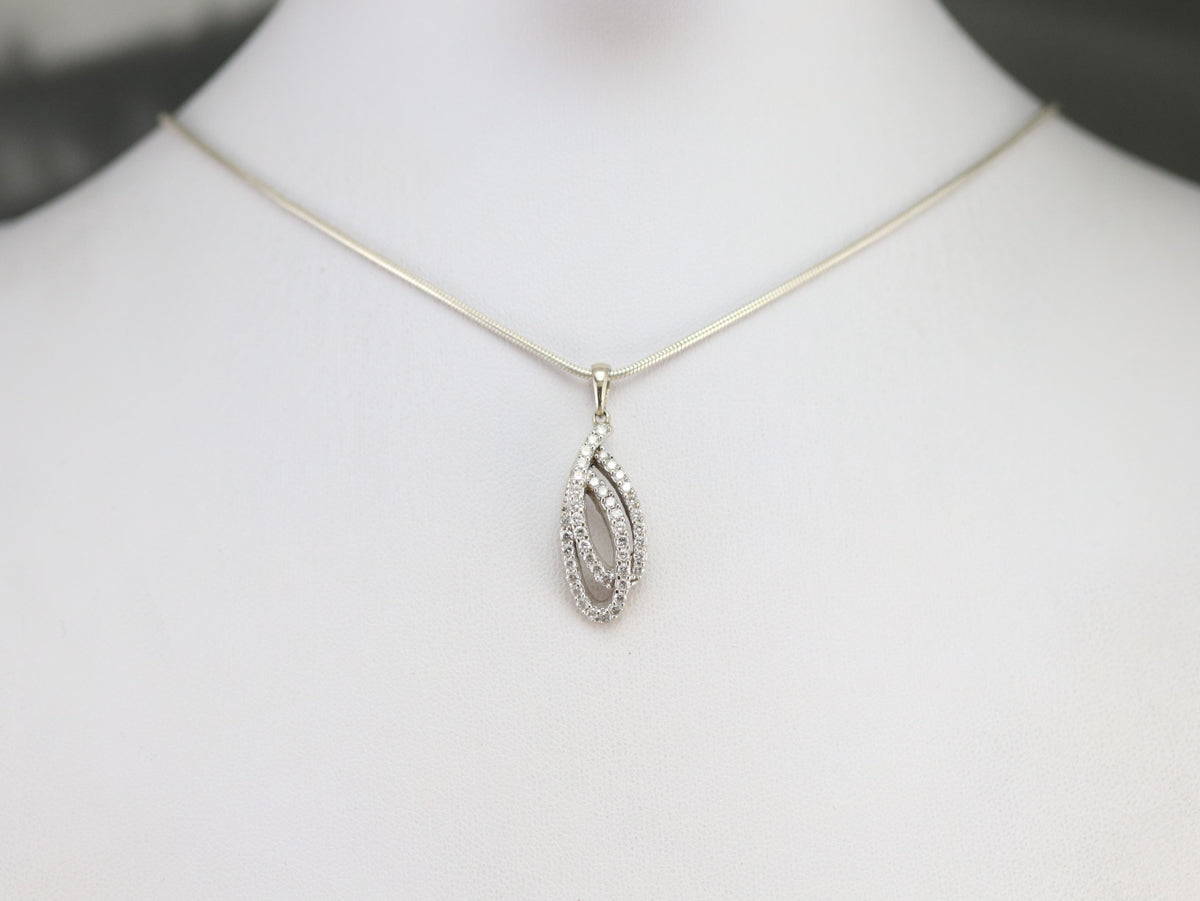 White Gold and Diamond Ribbon Pendant