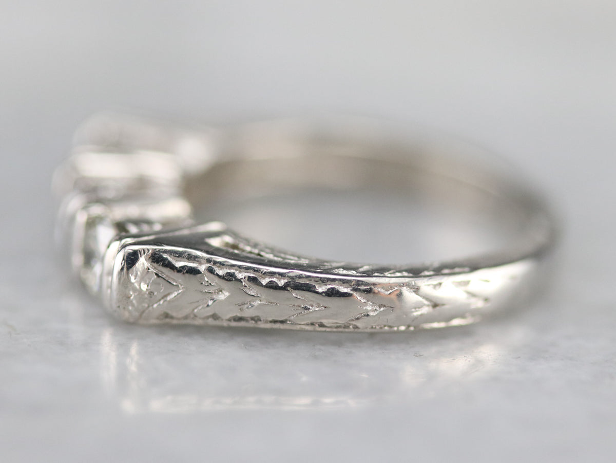 Engraved Three Stone Diamond Band