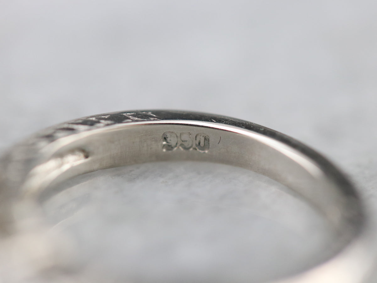 Engraved Three Stone Diamond Band