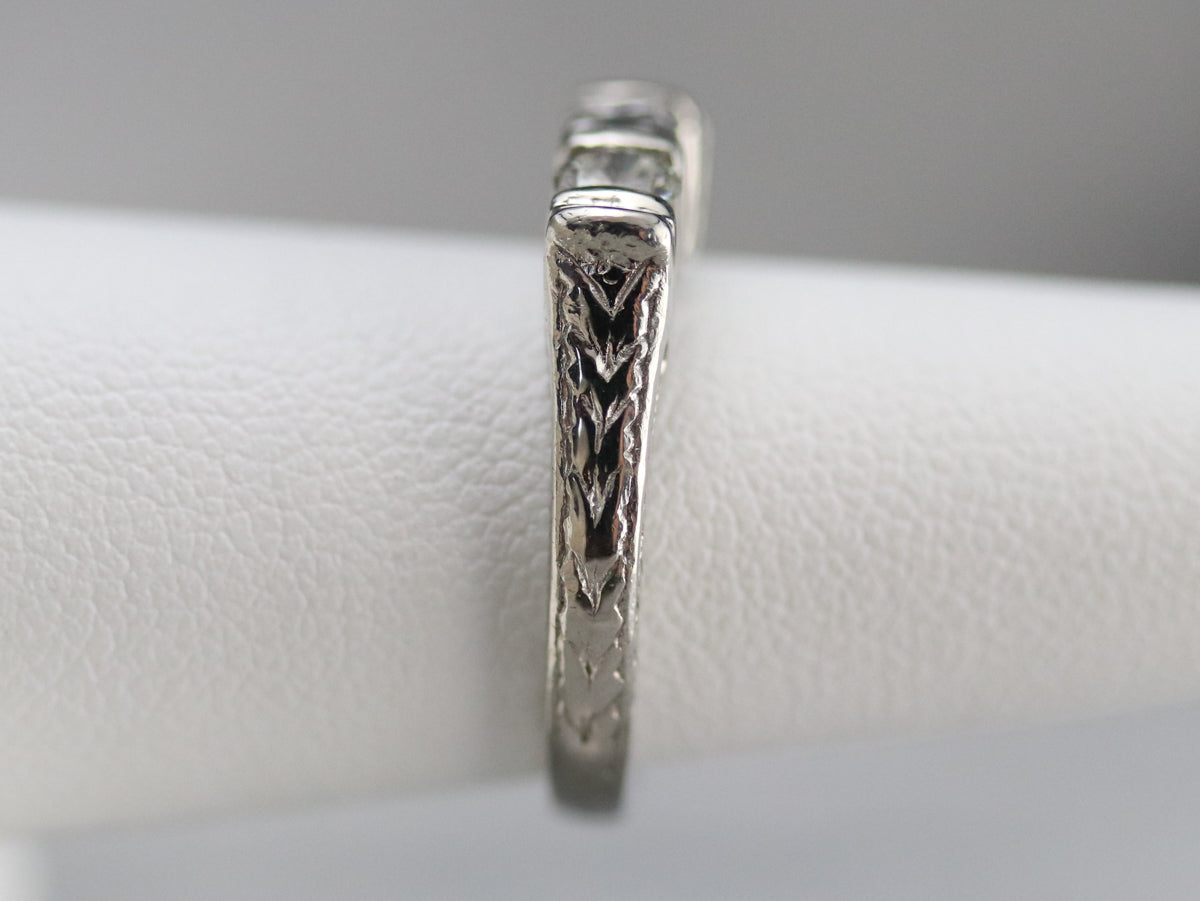 Engraved Three Stone Diamond Band
