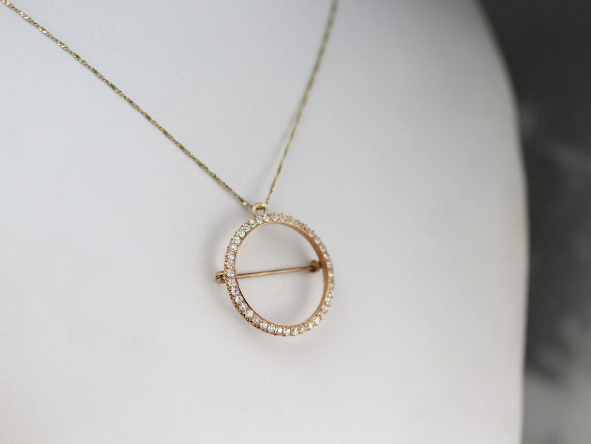 Antique Old Mine Cut Diamond Circle Pin