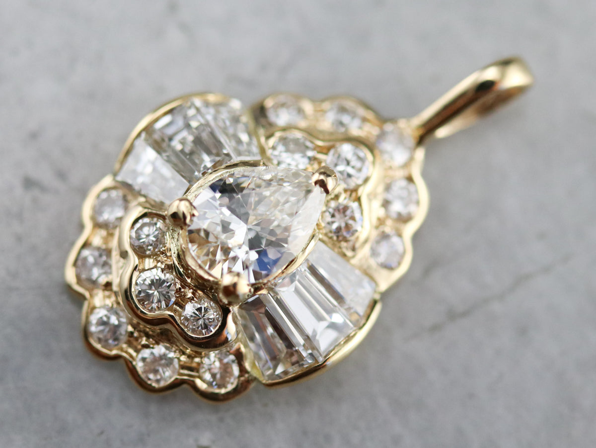 Diamond Cluster Gold Pendant