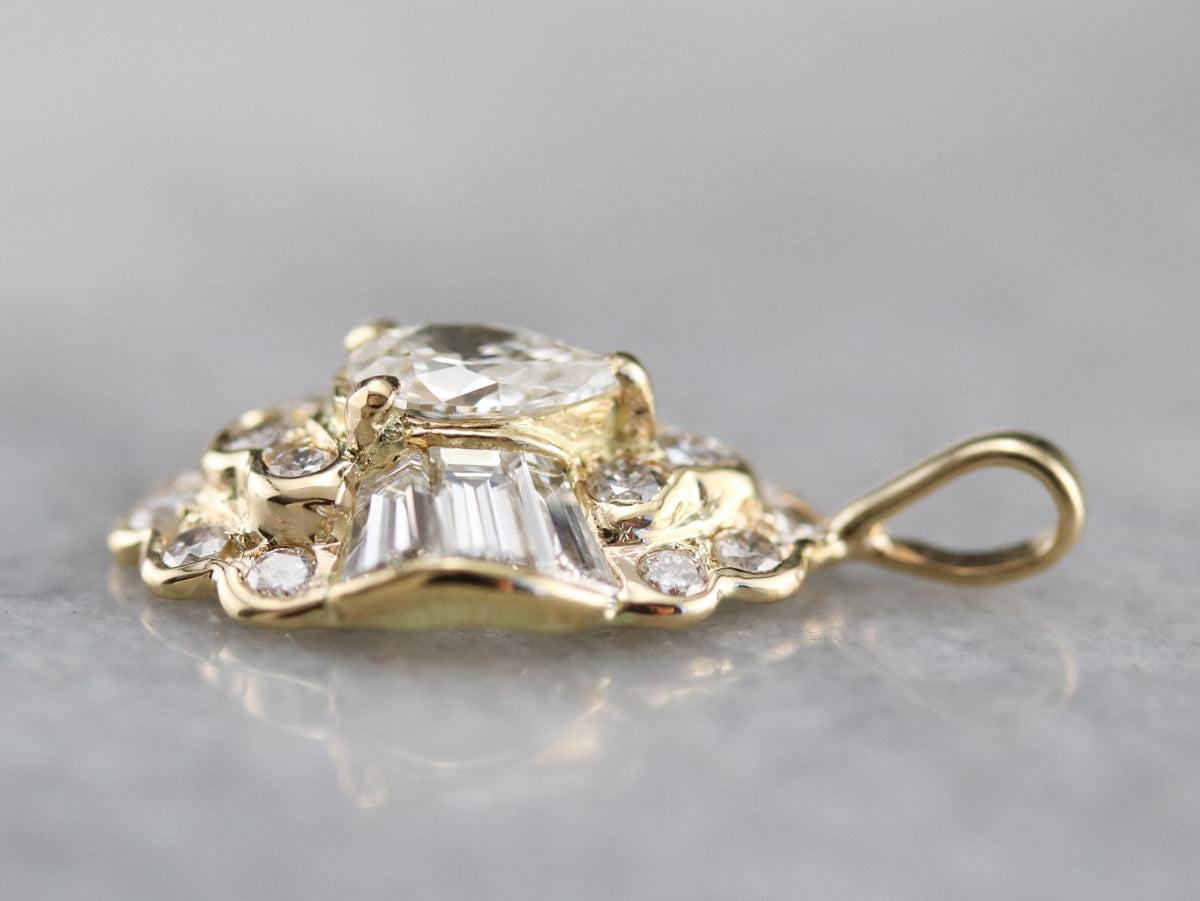 Diamond Cluster Gold Pendant