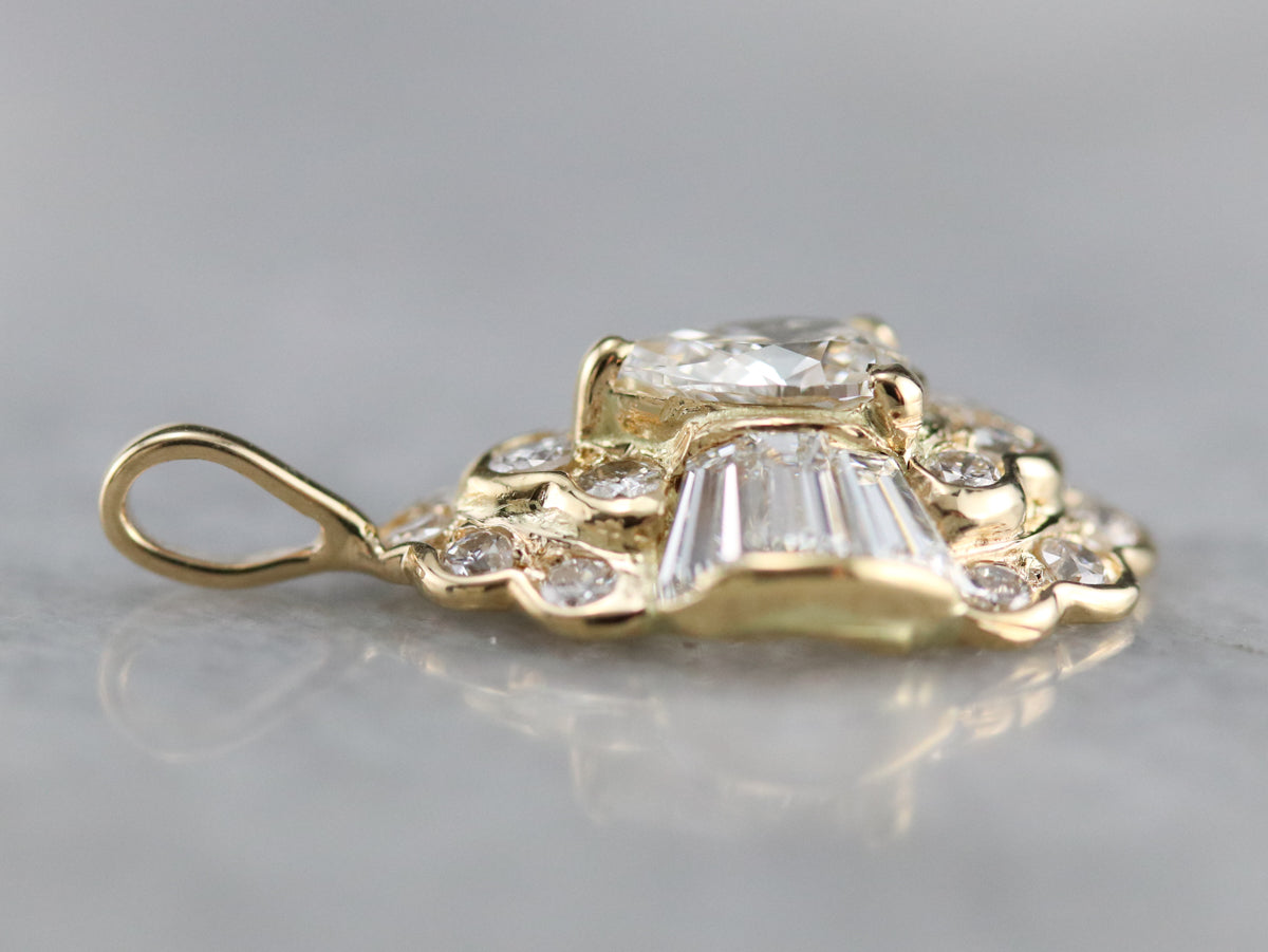 Diamond Cluster Gold Pendant