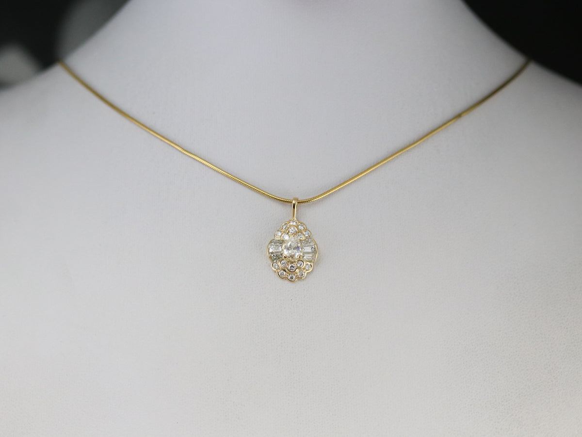 Diamond Cluster Gold Pendant