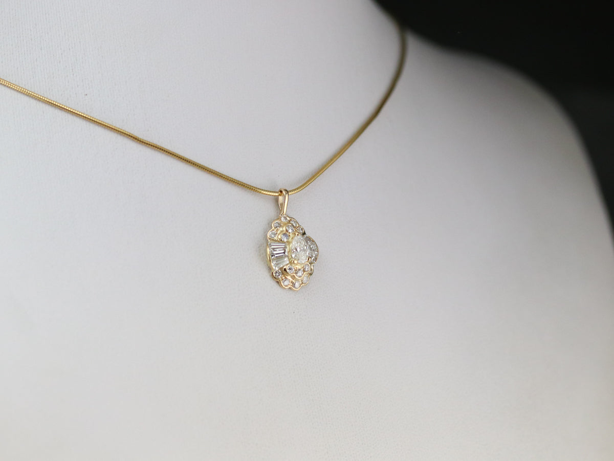 Diamond Cluster Gold Pendant