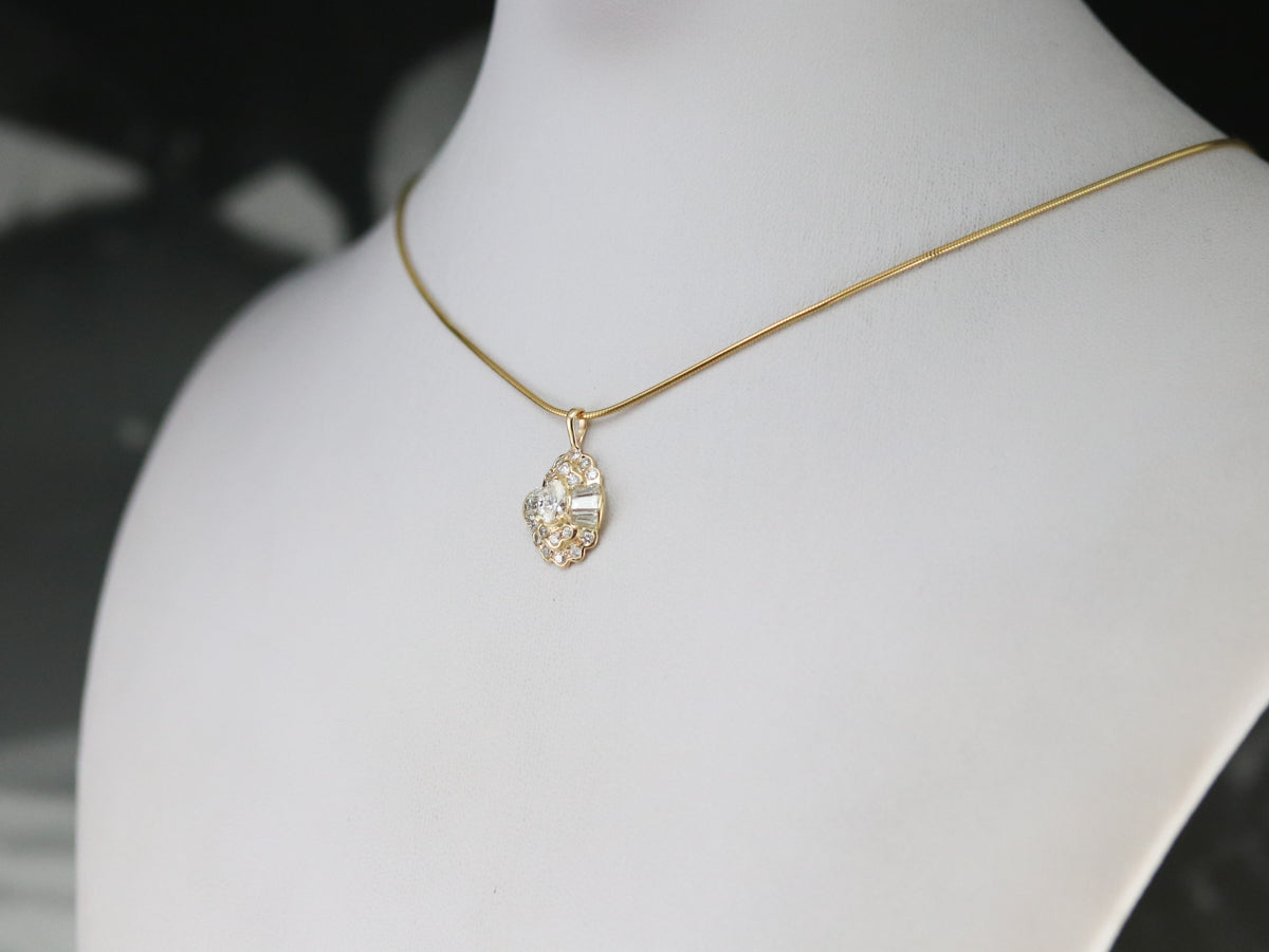 Diamond Cluster Gold Pendant