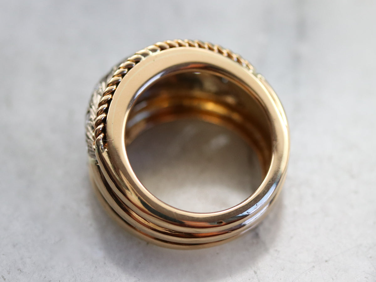 Diamond Braided Two Tone Gold Statement Band