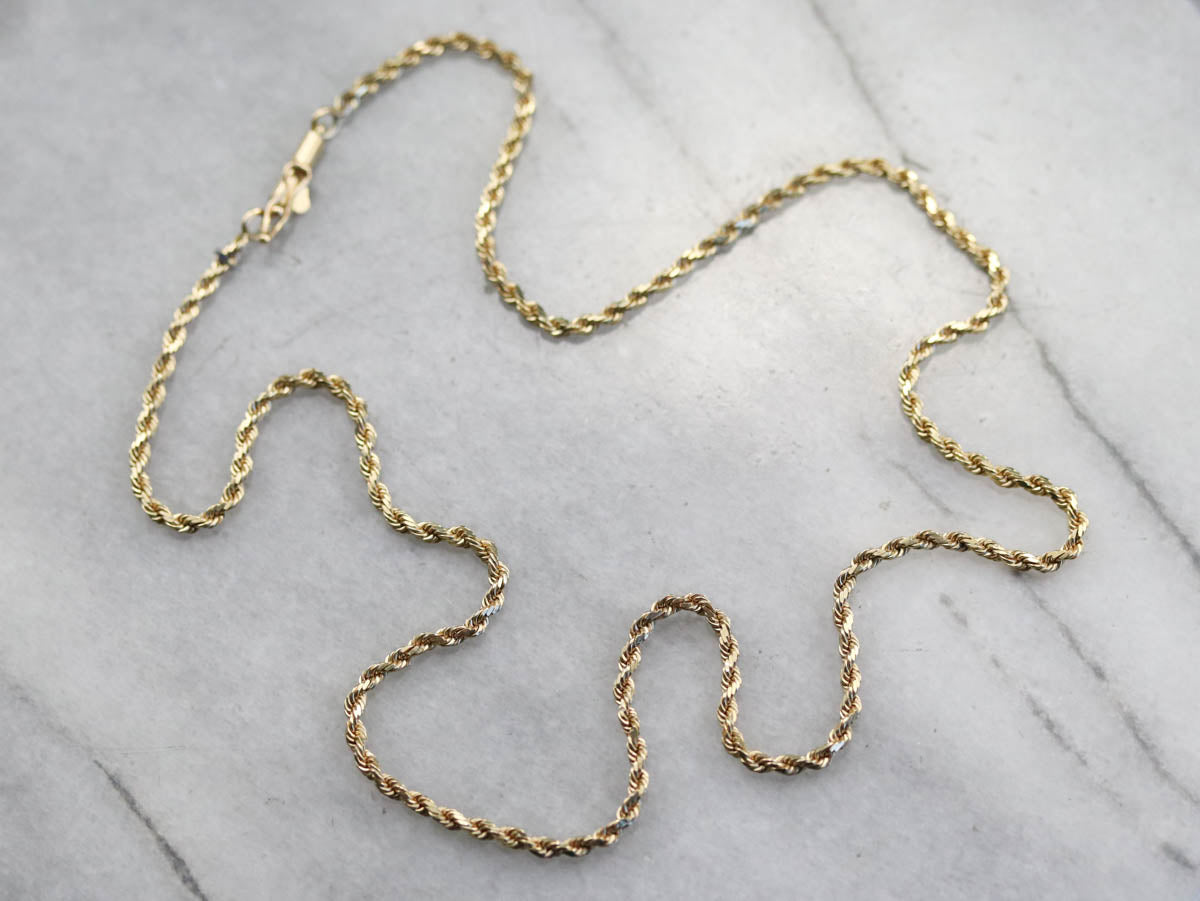 Gold Twisted Rope Chain Necklace