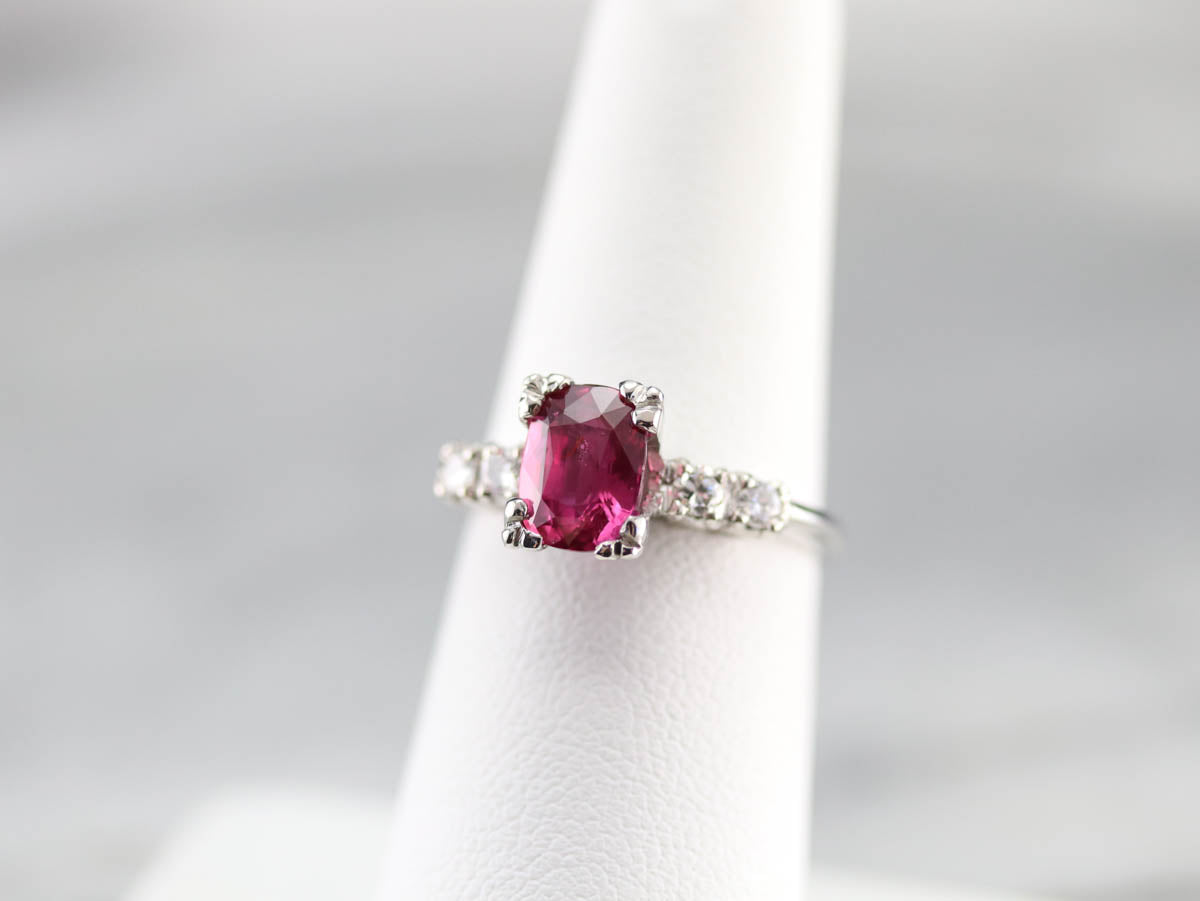Amazing Platinum Ruby and Diamond Engagement Ring