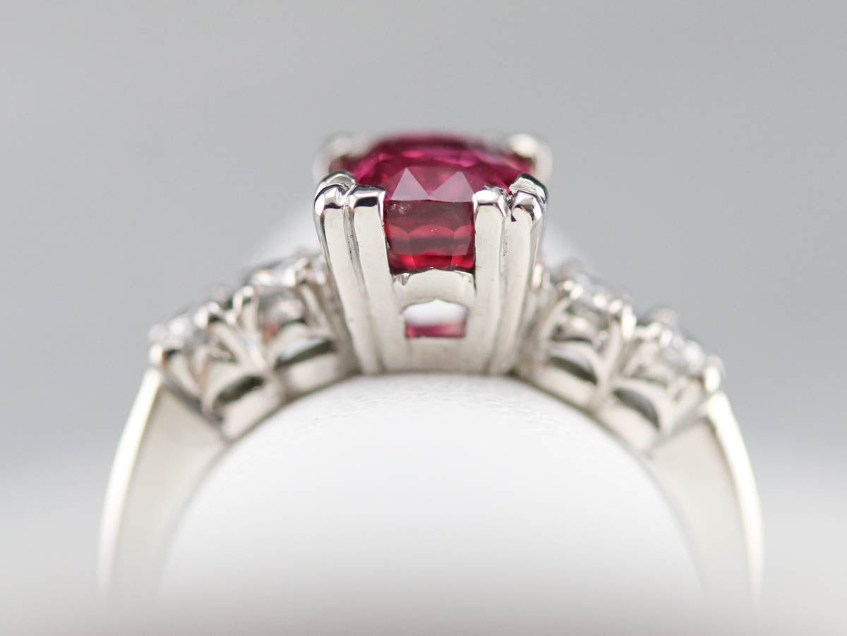 Amazing Platinum Ruby and Diamond Engagement Ring