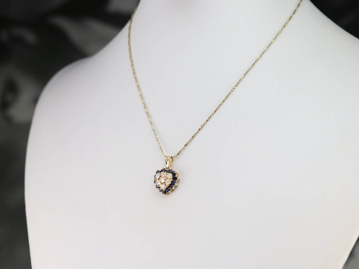 Diamond and Sapphire Sweetheart Pendant