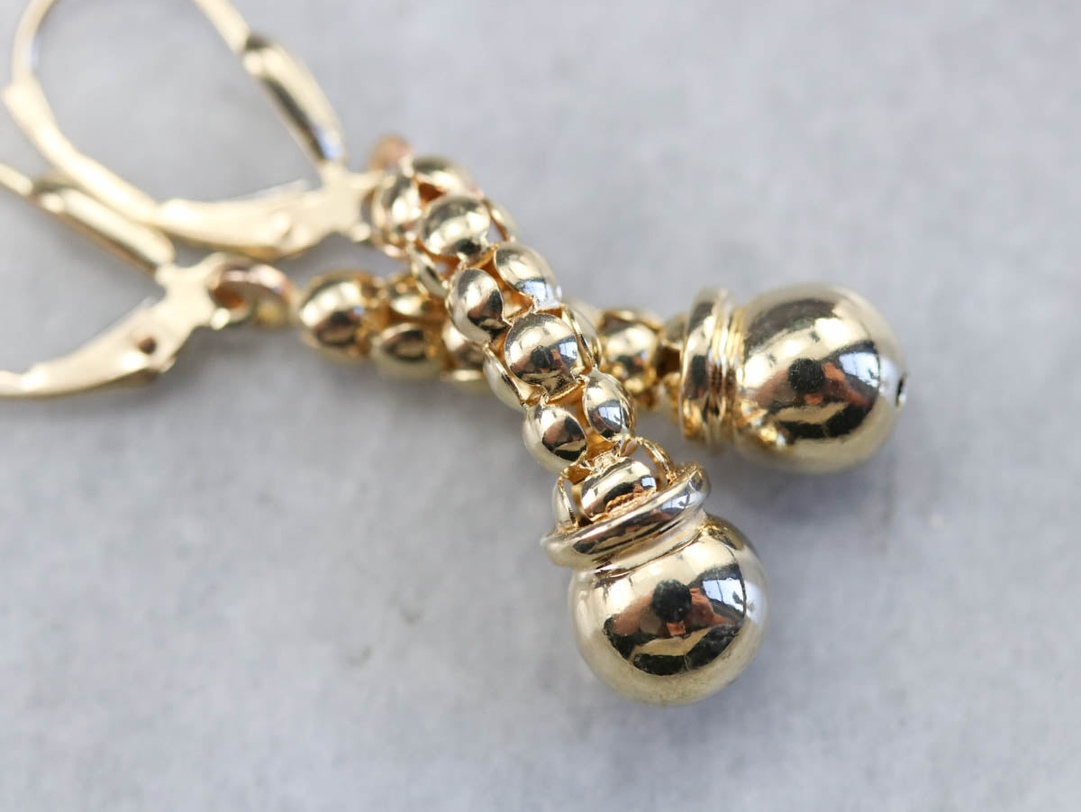 Pendientes colgantes con cuentas de oro amarillo