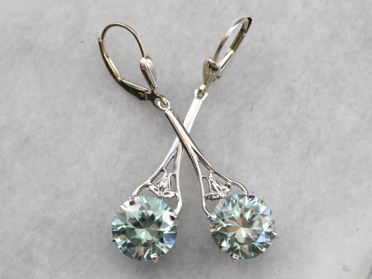 Long Blue Zircon Drop Earrings