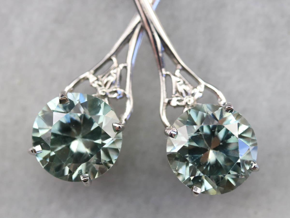 Long Blue Zircon Drop Earrings