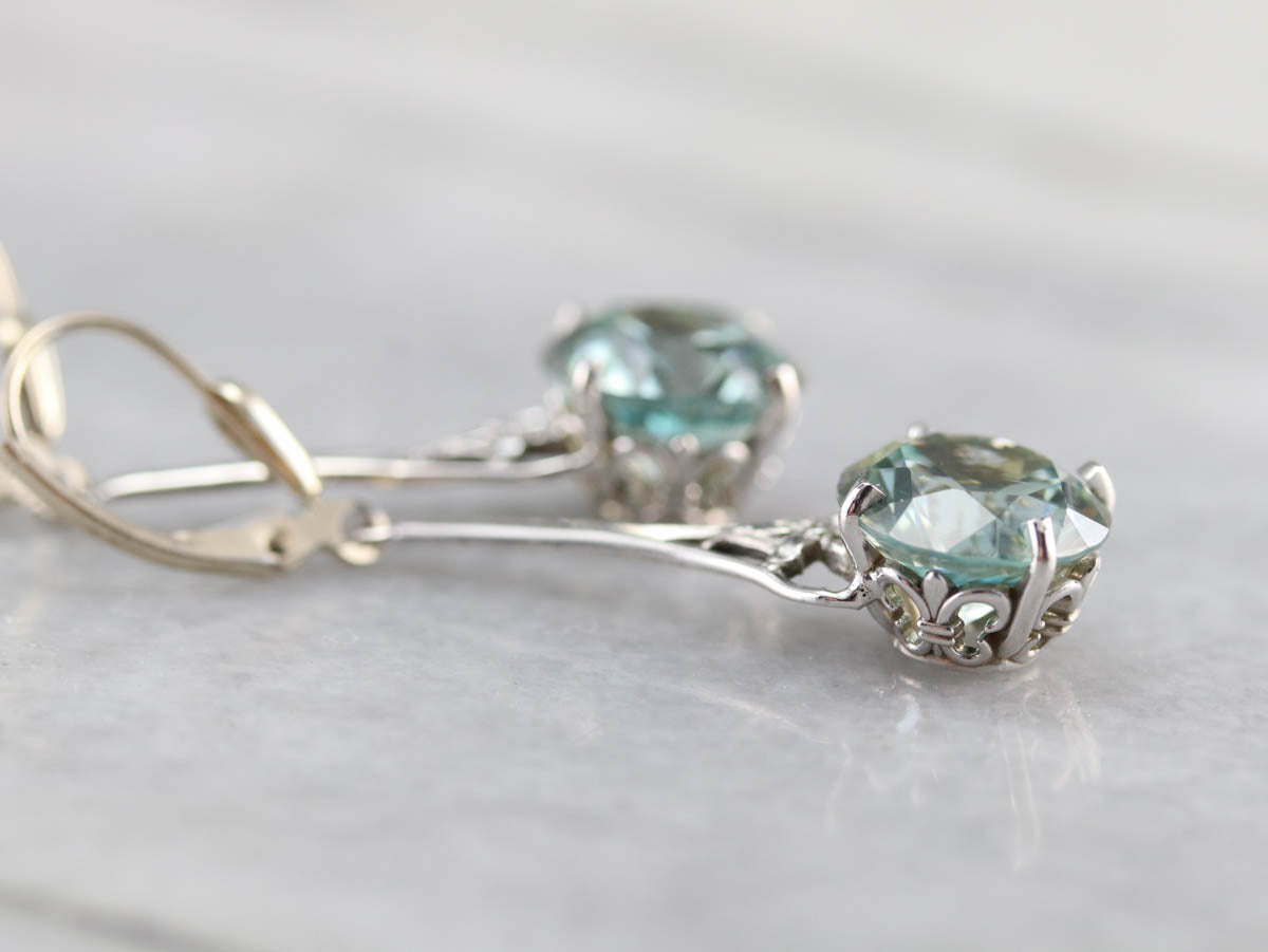 Long Blue Zircon Drop Earrings