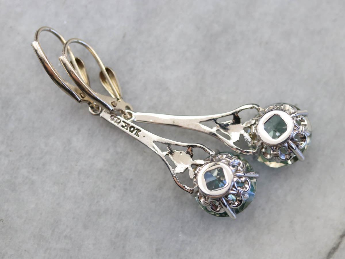 Long Blue Zircon Drop Earrings