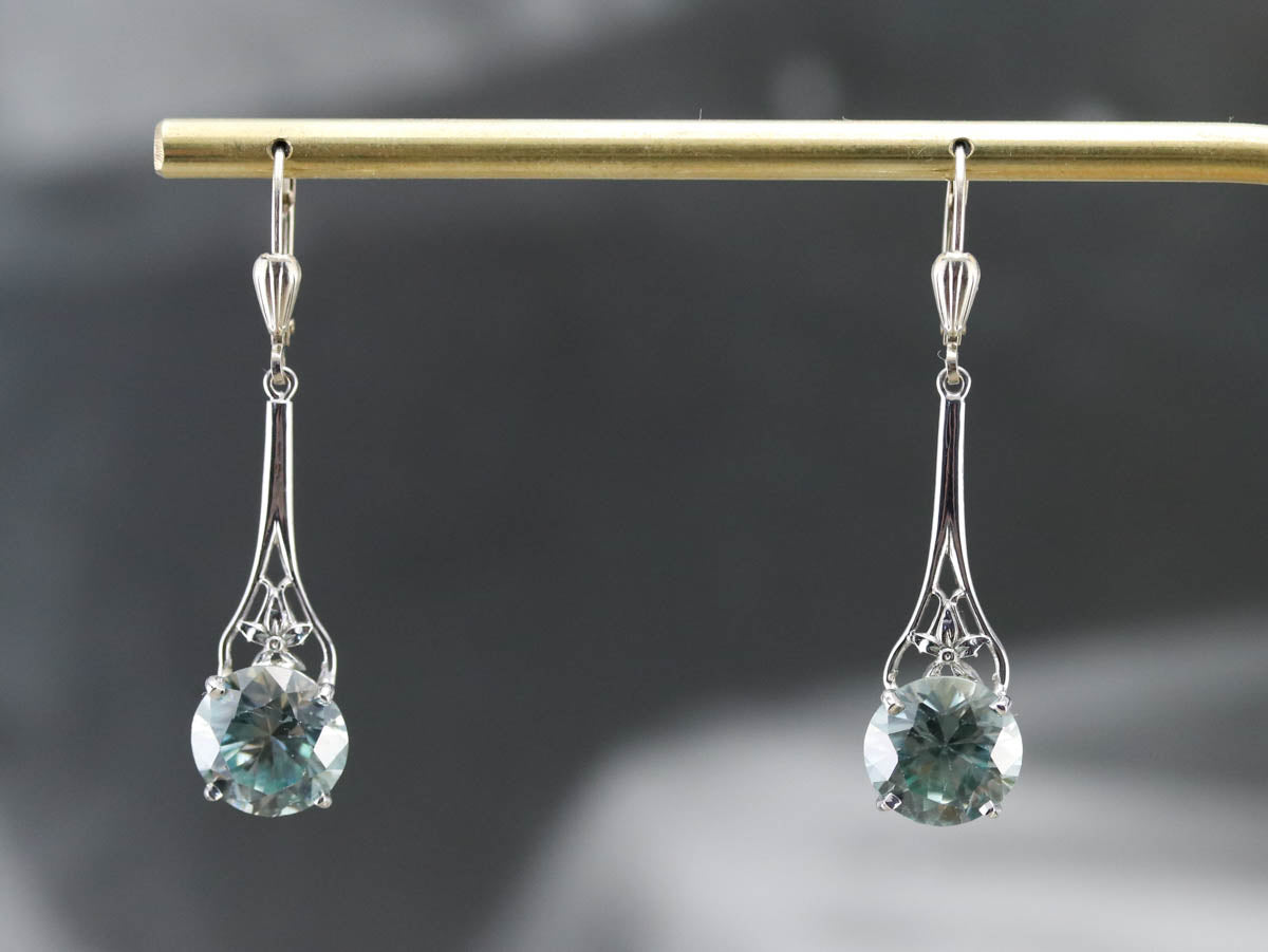 Long Blue Zircon Drop Earrings